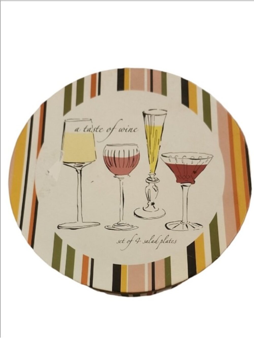 Rosanna A TASTE OF WINE White Ceramic Salad Plates, Boxed Set Of 4